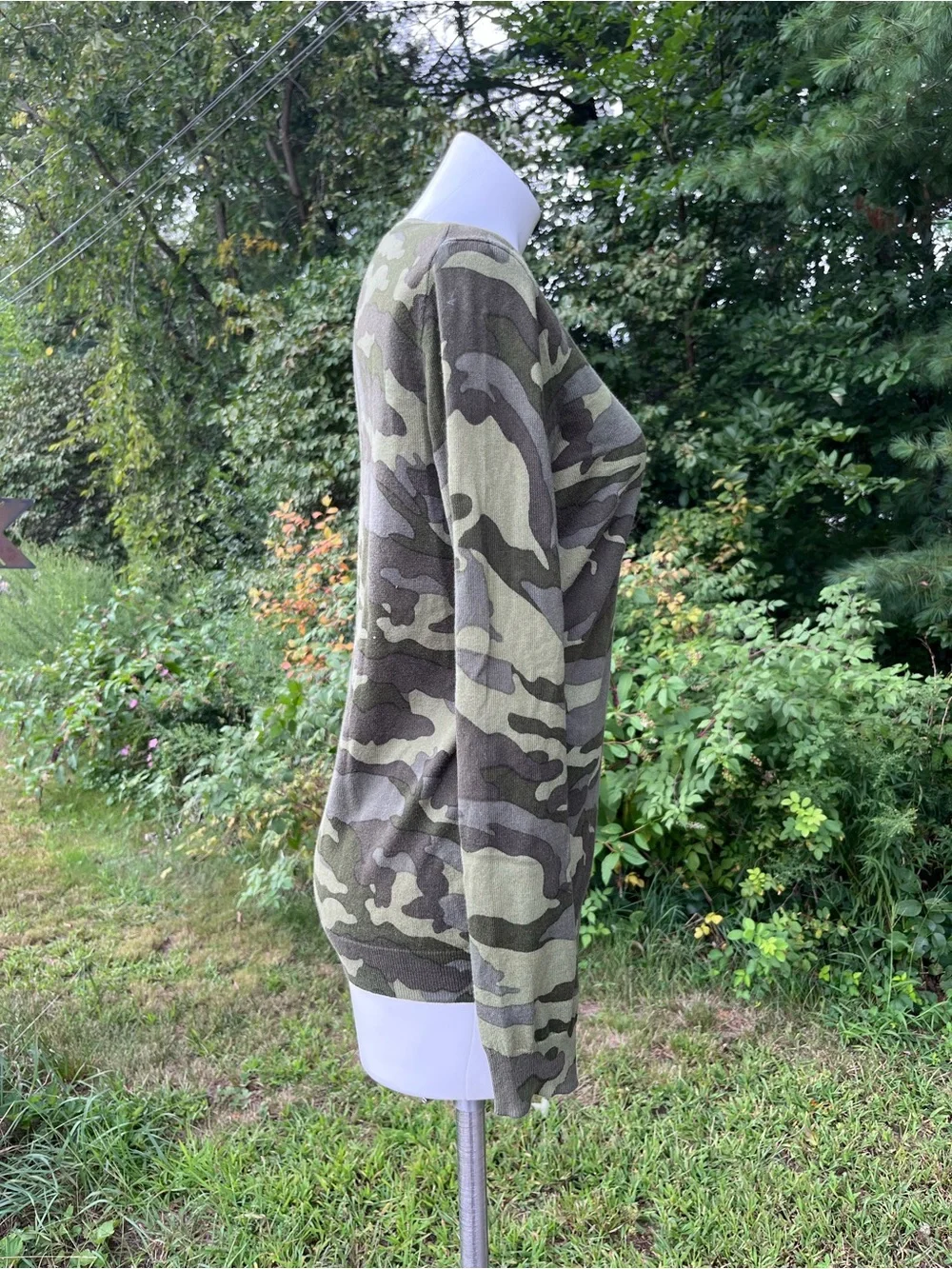J Crew Teddie camo knit long sleeve top size M